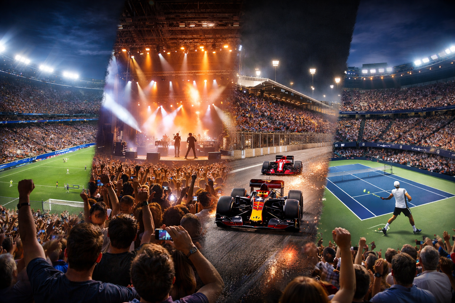 Live sports and music events worldwide